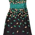 Vestido feminino Monsoon sem alças UK 8 pequeno seda geométrica preta