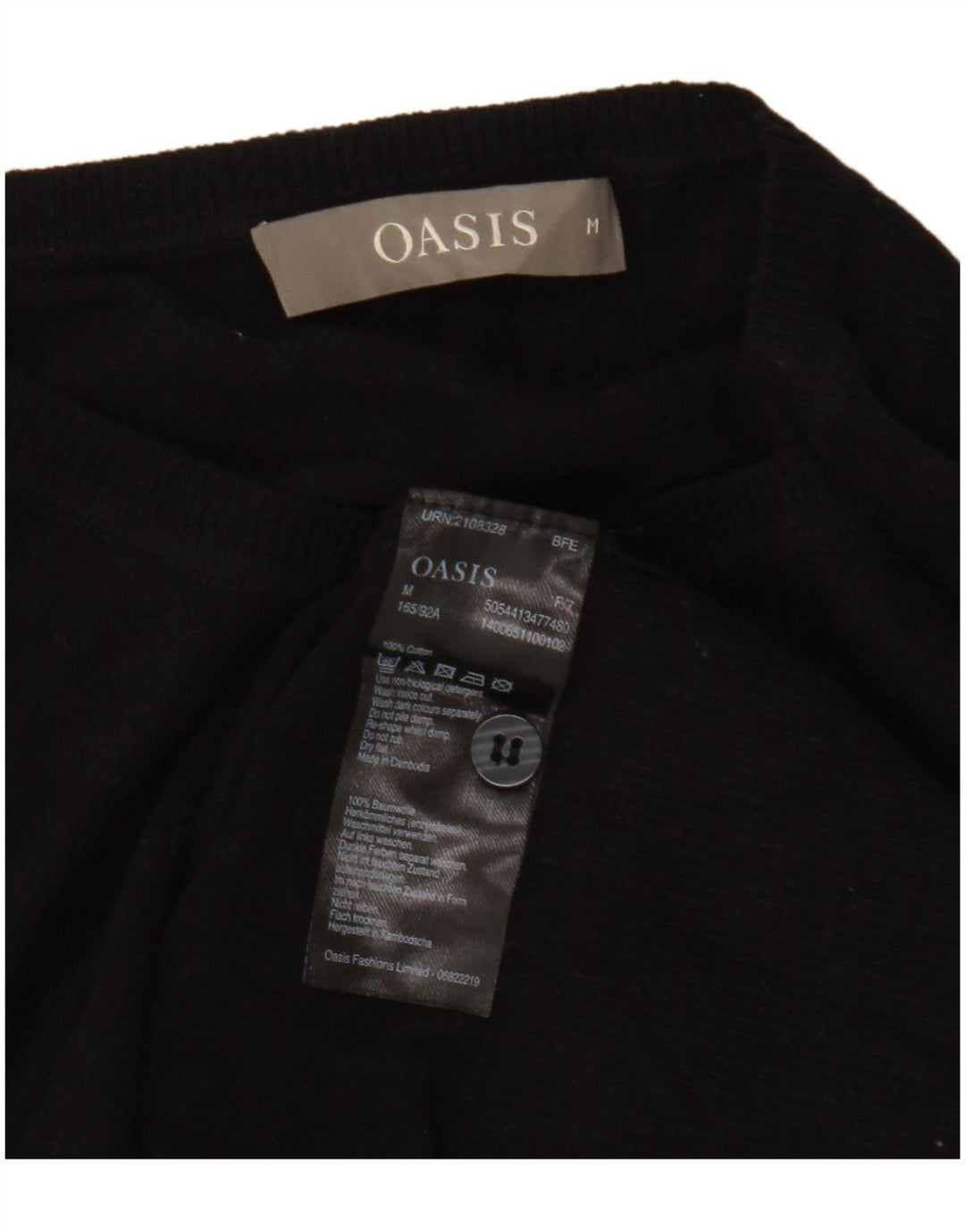 Suéter cardigã feminino Oasis UK 14 algodão preto médio