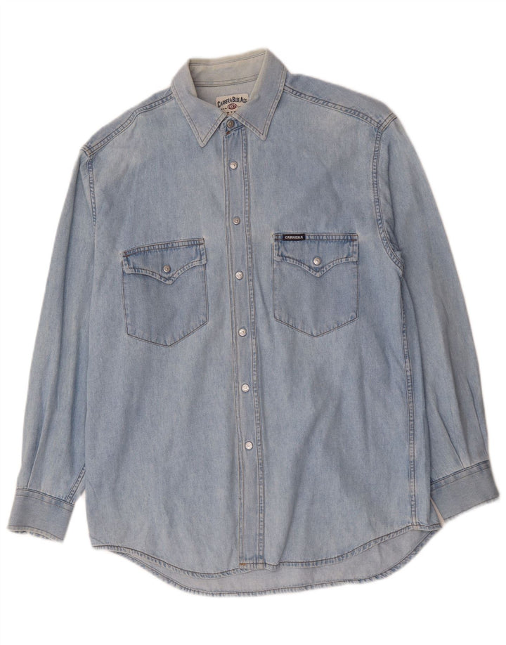 Camisa jeans masculina Carrera tamanho 39/40 algodão azul médio
