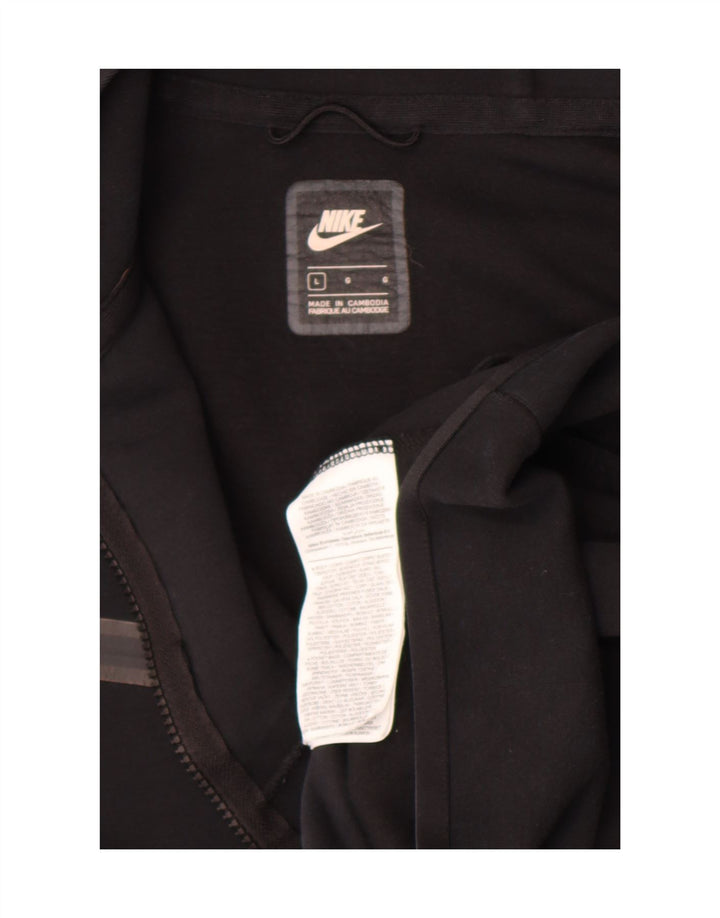 Suéter Nike masculino com capuz e zíper grande de algodão preto
