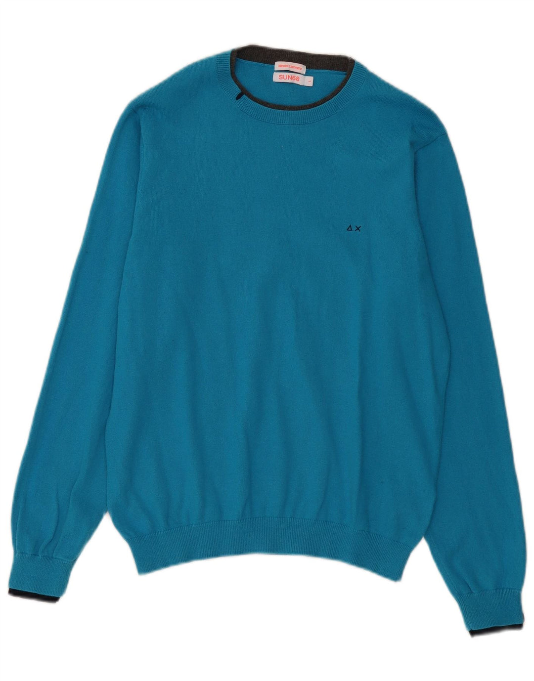 Suéter feminino SUN68 com gola canoa e algodão azul grande Reino Unido 16