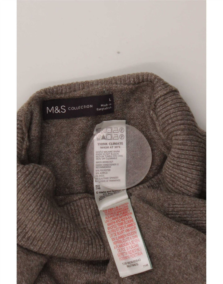 Suéter feminino Marks & Spencer com gola redonda grande Reino Unido 16 grande cinza