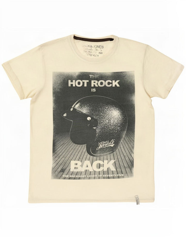 Camiseta gráfica masculina Jack & Jones grande branca