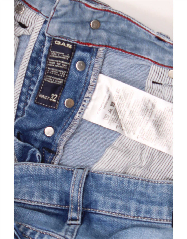 Gas Mens Denim Shorts Médio W32 Algodão Azul