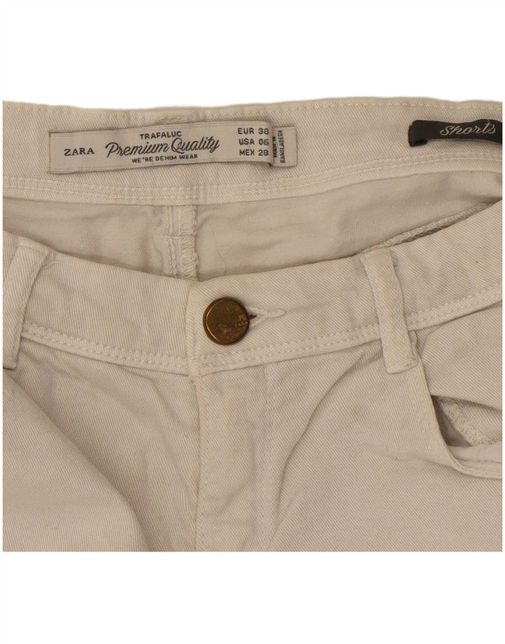 Zara Womens Trafaluc Denim Shorts EU 38 Pequeno W28 Branco