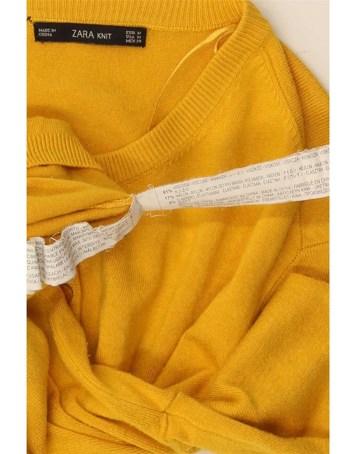 Suéter cardigã feminino Zara Reino Unido 12 viscose amarela média