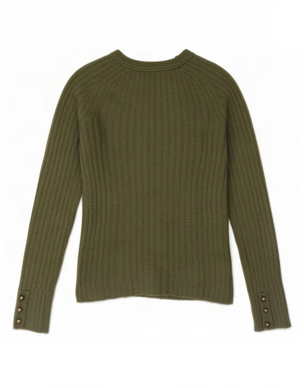 Zara Suéter feminino cropped com gola canoa Reino Unido 10 pequeno caqui
