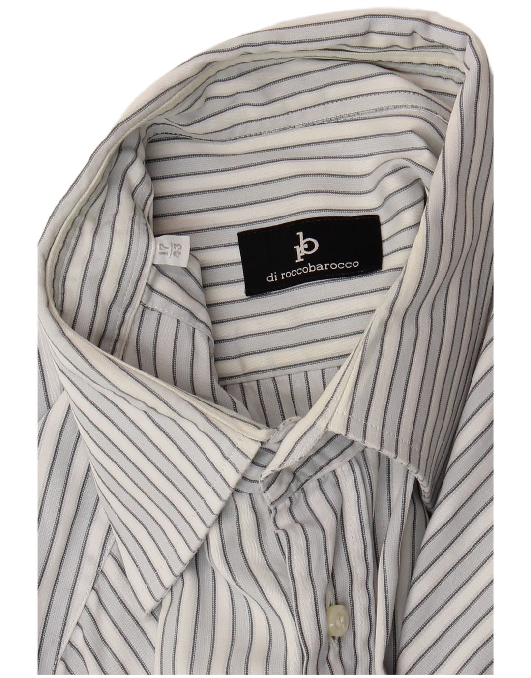 Camisa masculina Roccobarocco tamanho 43 17 XL listrada azul