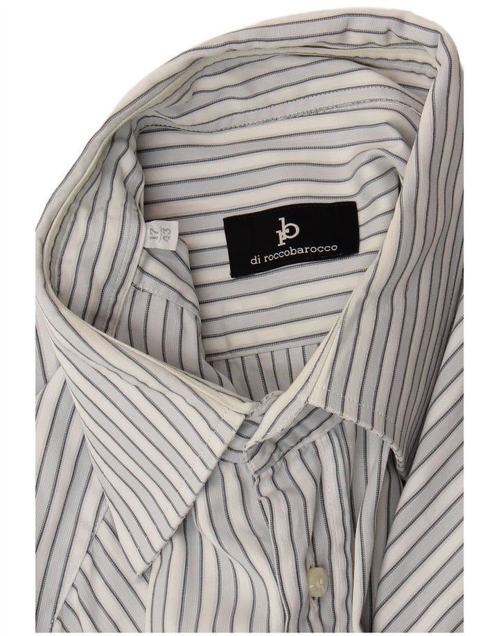 Camisa masculina Roccobarocco tamanho 43 17 XL listrada azul