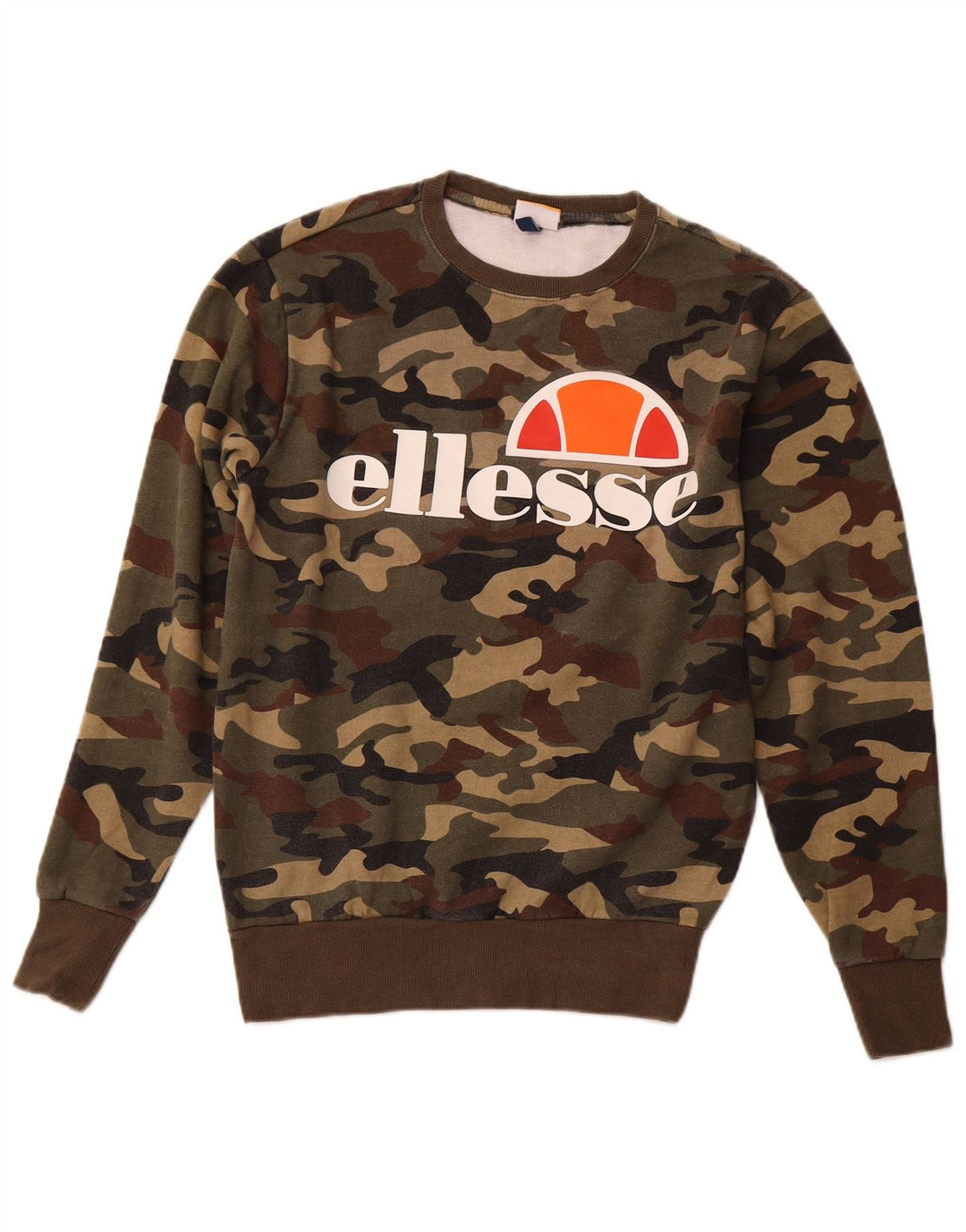 Ellesse moletom gráfico masculino jumper pequeno cáqui camuflado algodão