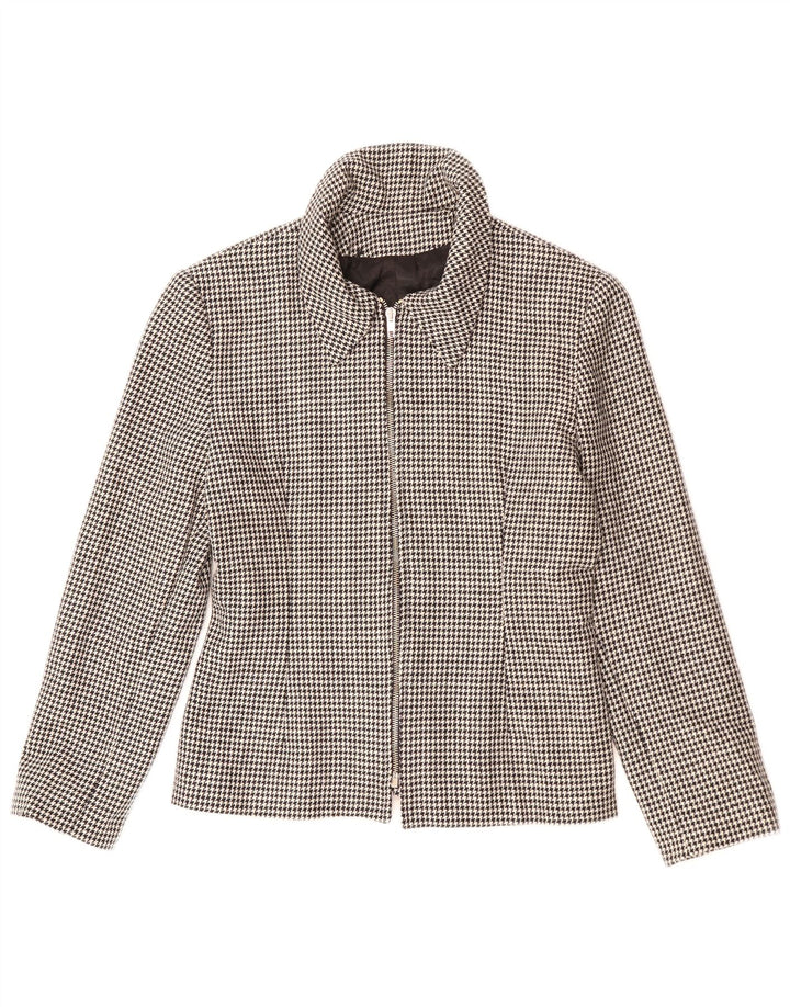 Jaqueta blazer feminina VINTAGE IT 42 lã houndstooth preta média