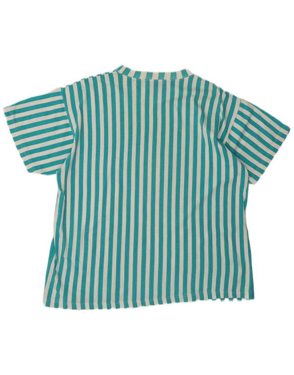 Blanc Bleu Camiseta masculina de manga curta com estampa gráfica grande listrada azul