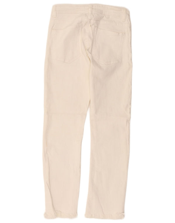 Zara Jeans feminino queimado EU 36 XS W26 L26 algodão branco
