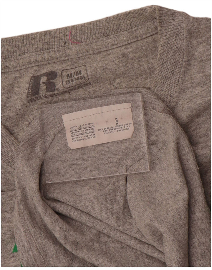 Russell Athletic Mens Graphic Top Manga Longa Reino Unido 38/40 Algodão Cinza Médio