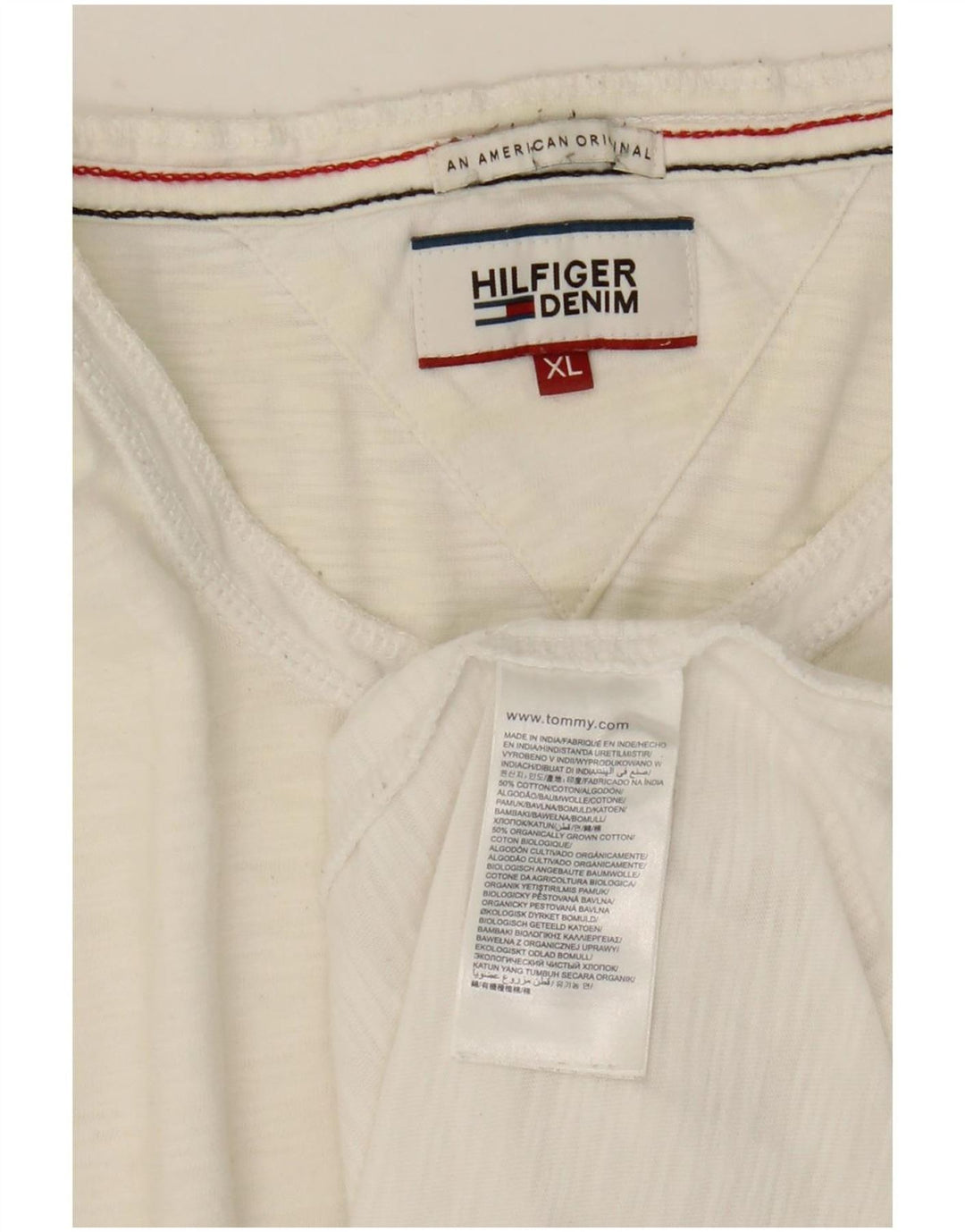Tommy Hilfiger Mens Top Manga Longa XL Algodão Branco