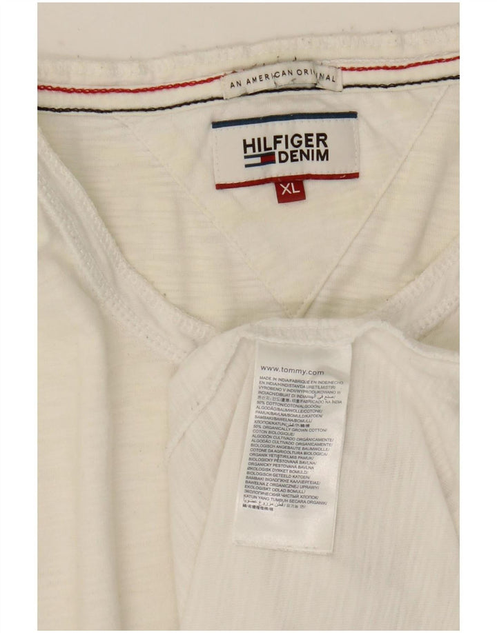 Tommy Hilfiger Mens Top Manga Longa XL Algodão Branco