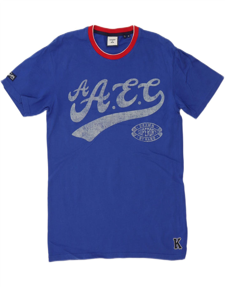 Superdry camiseta masculina gráfica top pequeno azul algodão