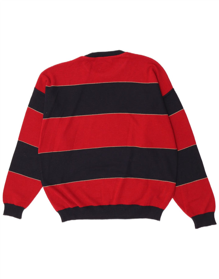 Suéter masculino Il Granchio com gola redonda XL de lã listrada vermelha