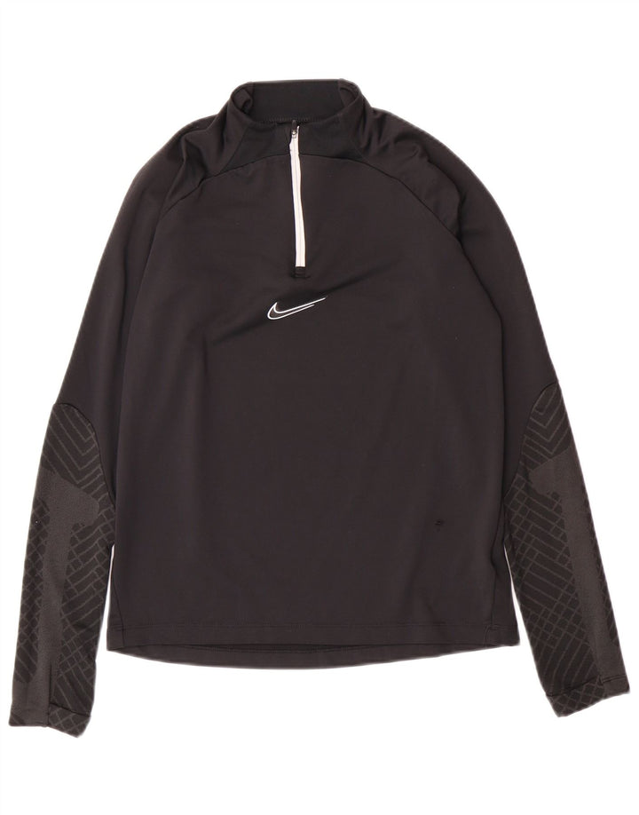 NIKE Meninos Dri Fit Slim Fit Pulôver Treino Top 12-13 Anos Grande Preto