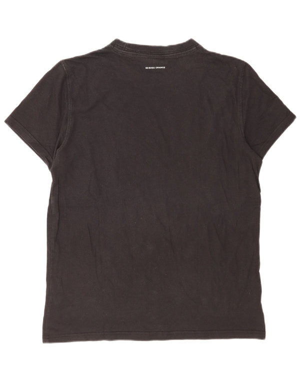Camiseta gráfica masculina Hugo Boss grande algodão preto