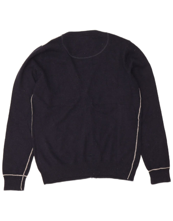 Suéter cardigã masculino Gianmarco Venturi XL azul marinho lã de cordeiro