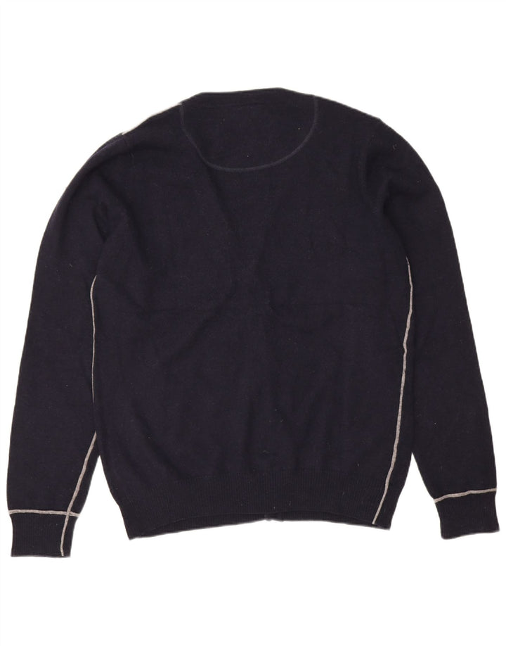 Suéter cardigã masculino Gianmarco Venturi XL azul marinho lã de cordeiro