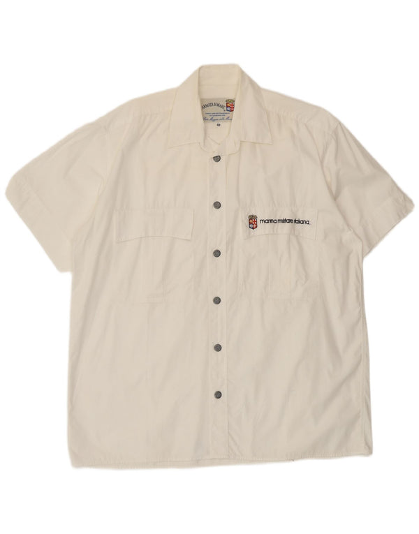 Camisa masculina de manga curta Armata Di Mare tamanho 48 2XL algodão branco