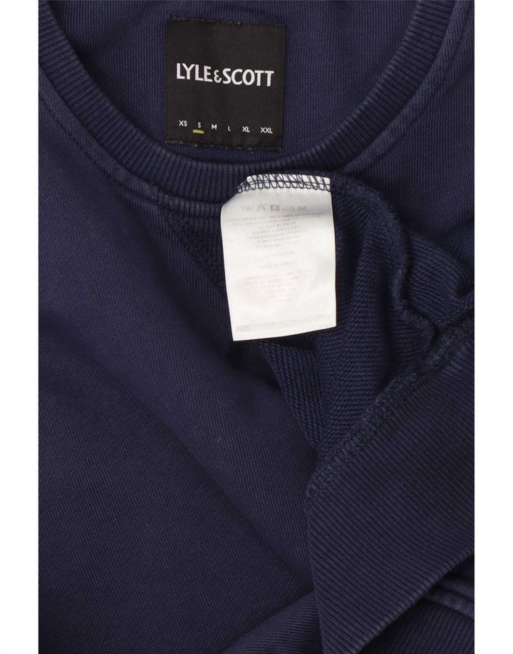 Lyle & Scott moletom masculino jumper pequeno algodão azul marinho
