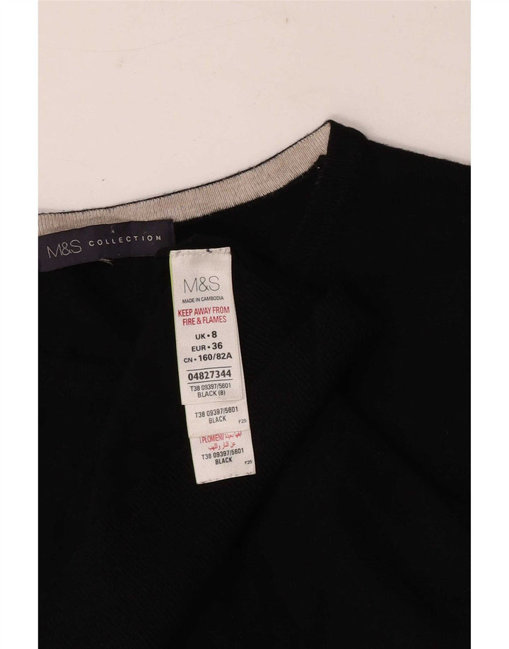 Suéter cardigã feminino Marks & Spencer Reino Unido 8 pequeno preto viscose