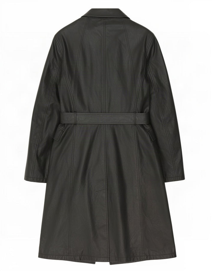 Casaco de couro feminino vintage UK 10 pequeno preto