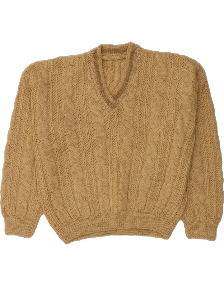 VINTAGE Womens V-Neck Jumper Sweater UK 22 3XL Beige Vintage Vintage and Second-Hand Vintage from Messina Hembry 