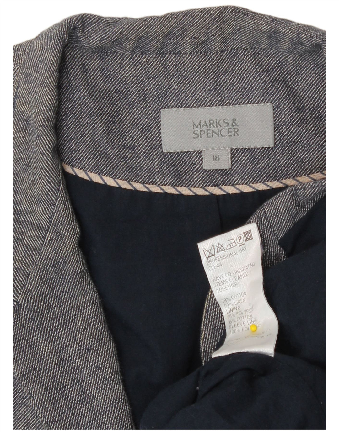Jaqueta Bolero Feminina Marks & Spencer Reino Unido 18 XL Azul Algodão