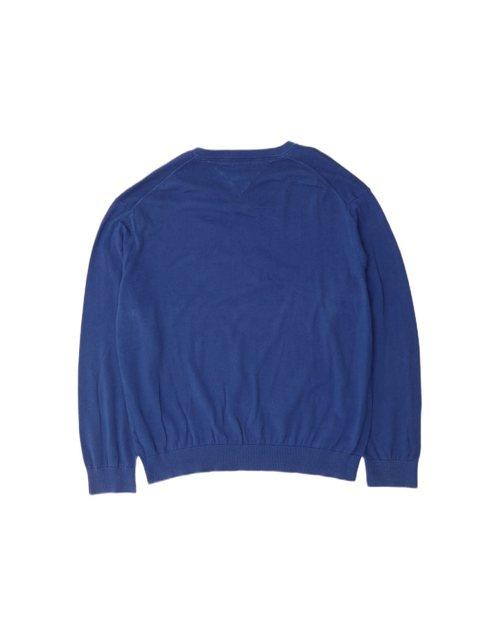 Suéter masculino TOMMY HILFIGER com decote em V 2XL algodão azul