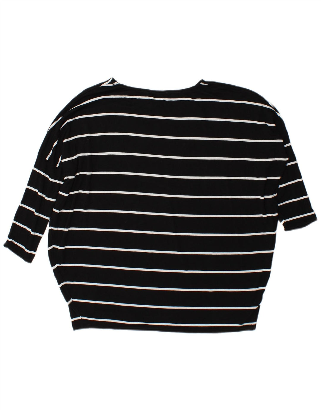 Zara Top feminino oversized manga comprida Reino Unido 10 viscose listrada preta pequena