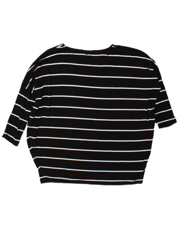 Zara Top feminino oversized manga comprida Reino Unido 10 viscose listrada preta pequena