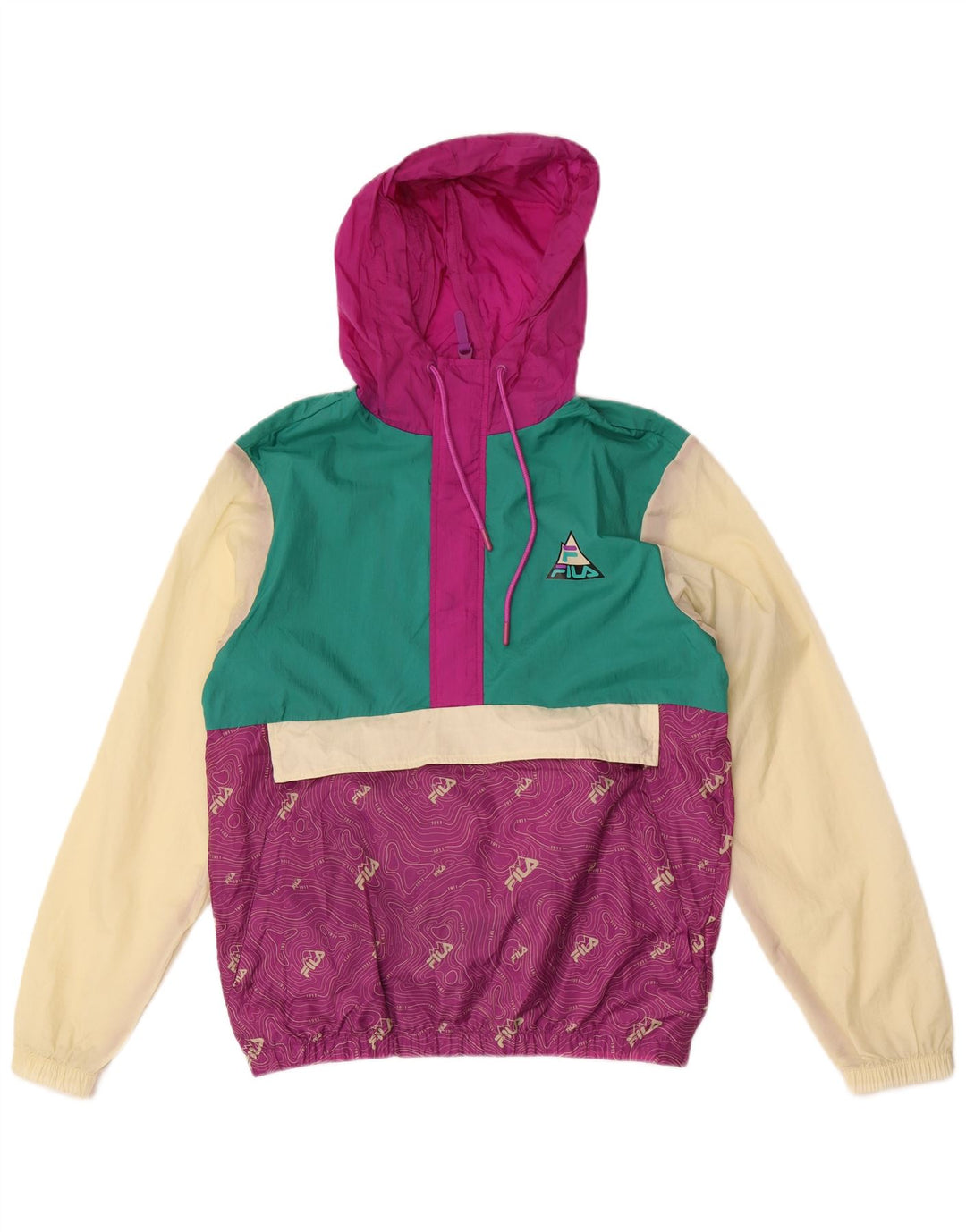 Fila Mens Gráfico Pulôver Treino Top Jaqueta Pequeno Roxo Colorblock