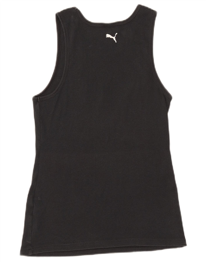 Puma Womens Graphic Vest Top UK 14 Grande Algodão Preto