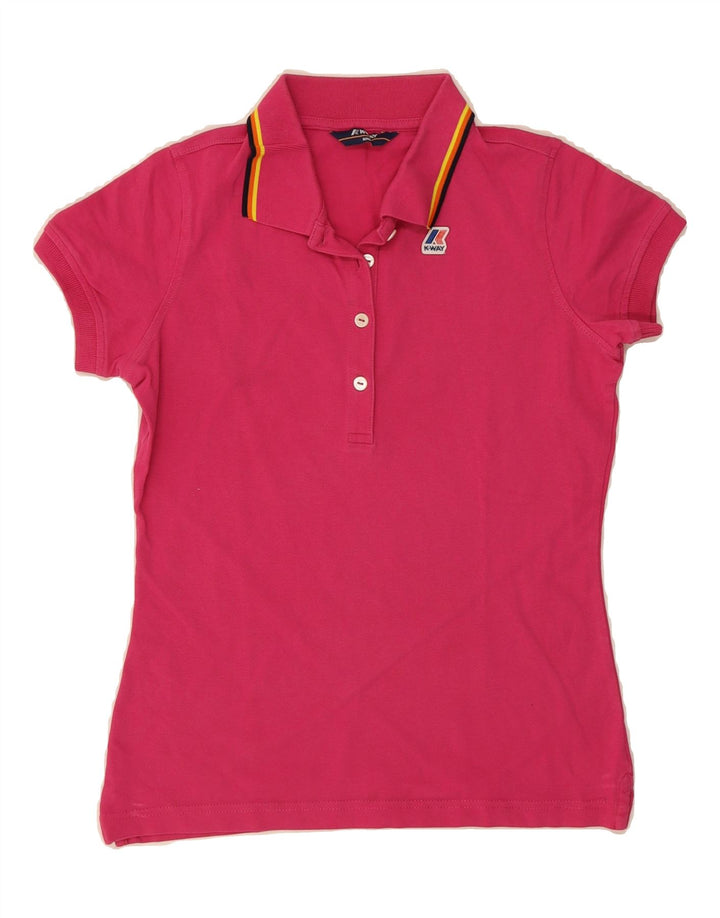 K-WAY Girls Polo Shirt 8-9 Years Pink Cotton Vintage K-Way and Second-Hand K-Way from Messina Hembry 