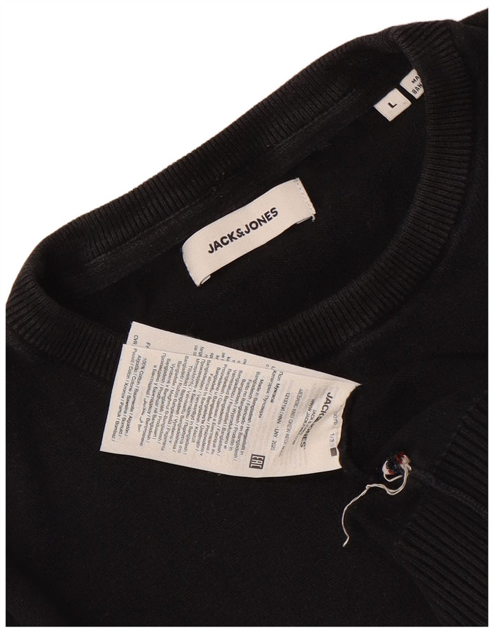 Suéter masculino Jack & Jones com gola redonda, grande algodão preto