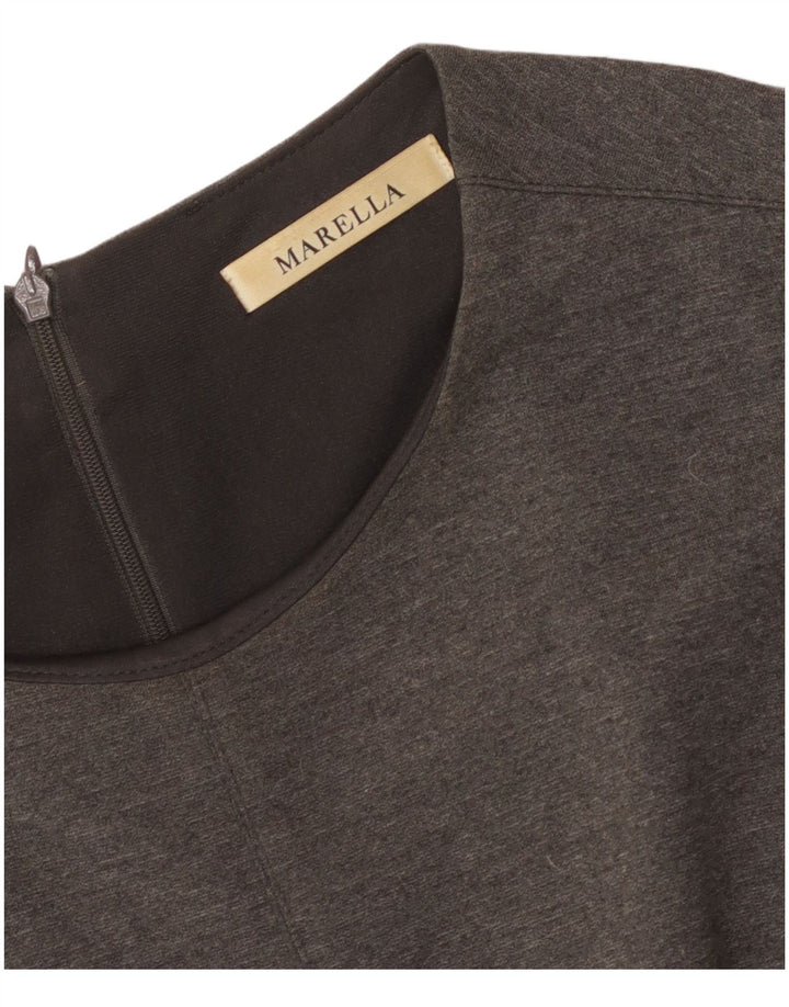Vestido feminino MARELLA sem mangas com bainha UK 10 pequeno cinza