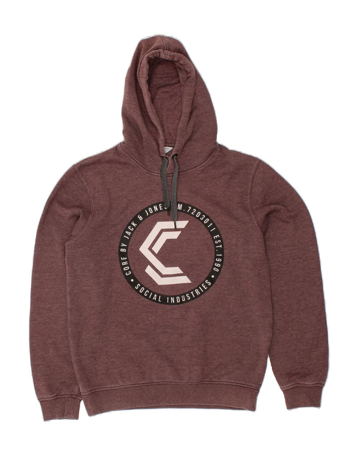 JACK & JONES Mens Graphic Hoodie Jumper Small Brown Cotton Vintage Jack & Jones and Second-Hand Jack & Jones from Messina Hembry 