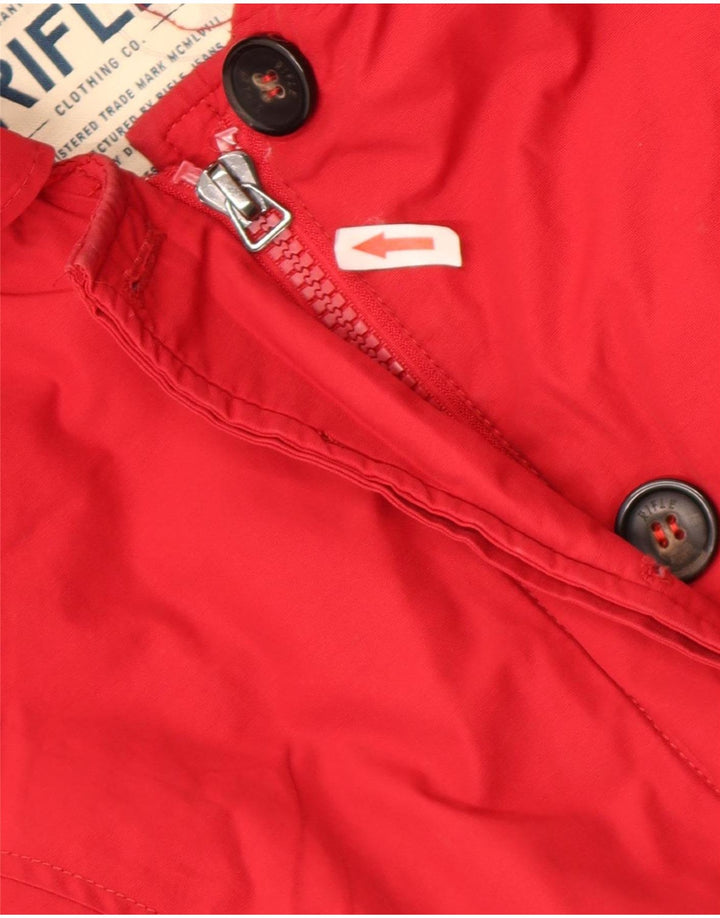 Jaqueta acolchoada com capuz feminino Rifle UK 14 algodão vermelho médio