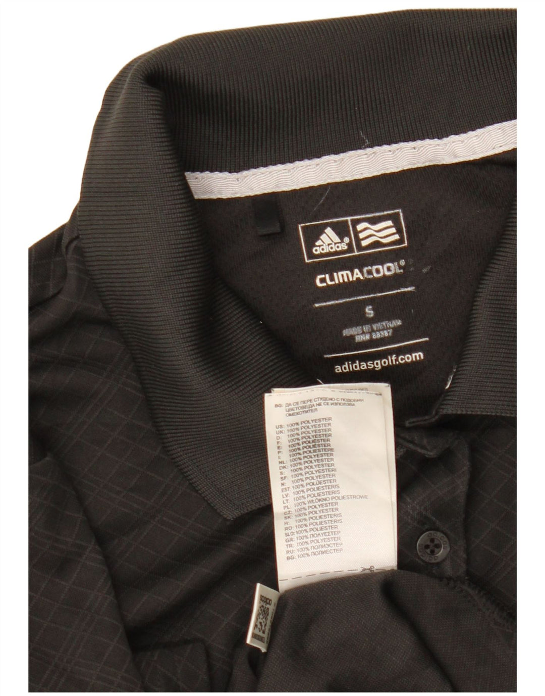 ADIDAS Womens Climacool Polo Shirt UK 10 Small Black Geometric Poliéster