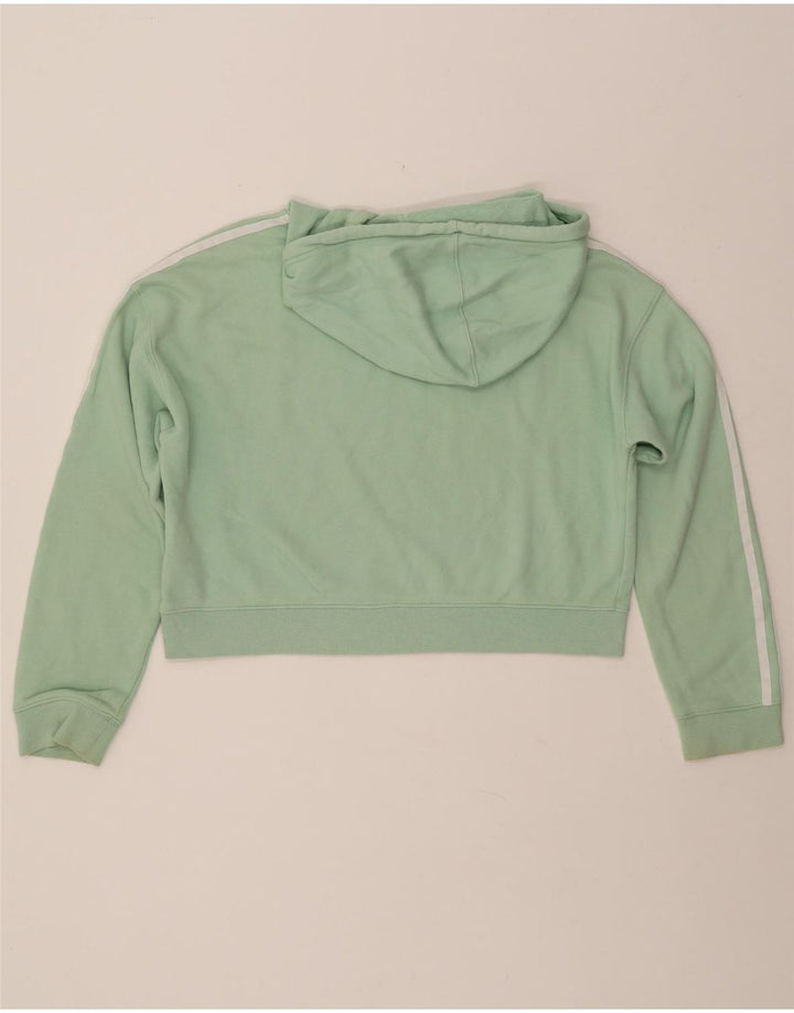 ADIDAS Womens Oversized Crop Hoodie Jumper Reino Unido 8 Pequeno Algodão Verde