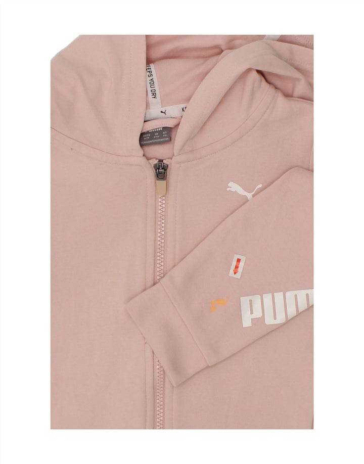 PUMA Girls Graphic Zip Hoodie Sweater 5-6 Years Pink Vintage Puma and Second-Hand Puma from Messina Hembry 