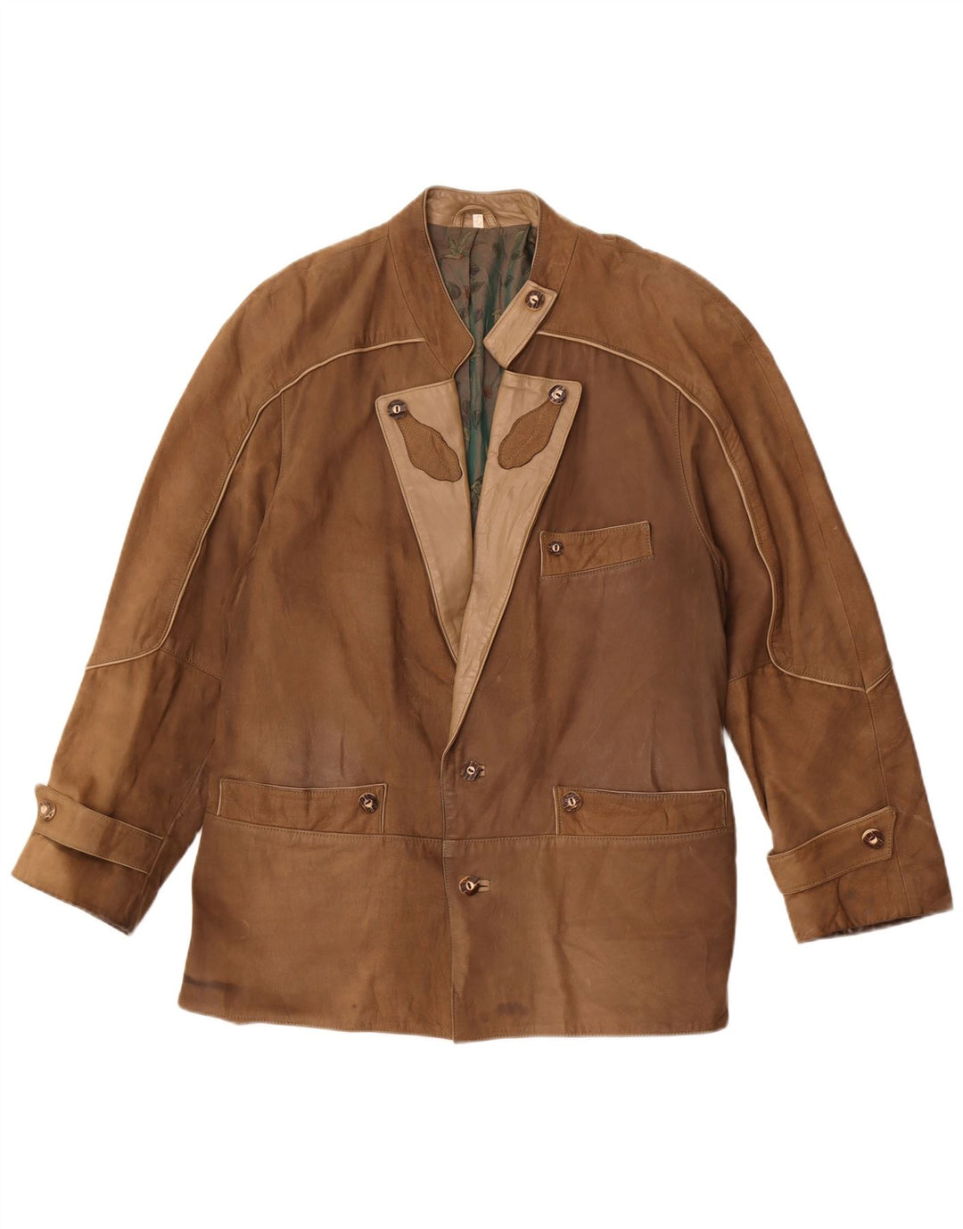 Jaqueta de couro masculina vintage IT 50 grande marrom