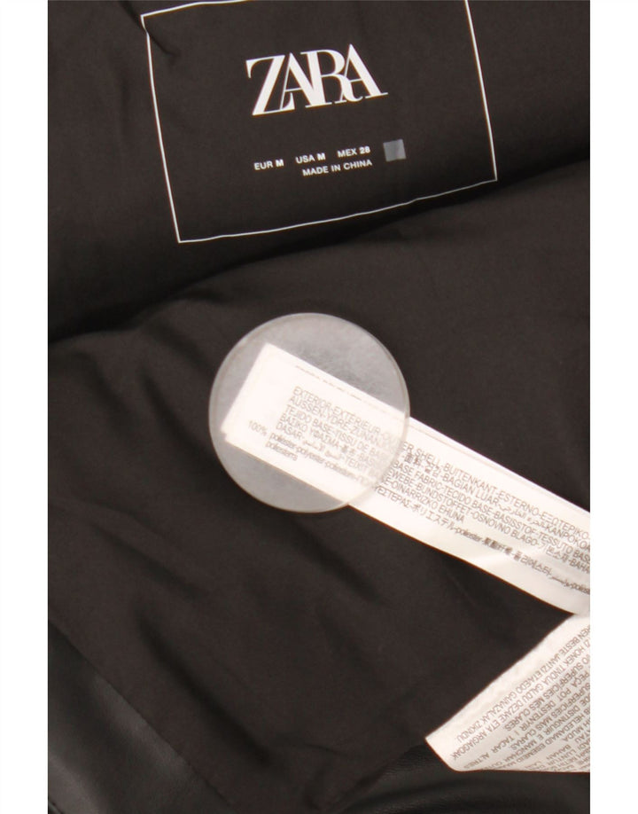 Colete acolchoado feminino Zara UK 14 poliéster preto médio
