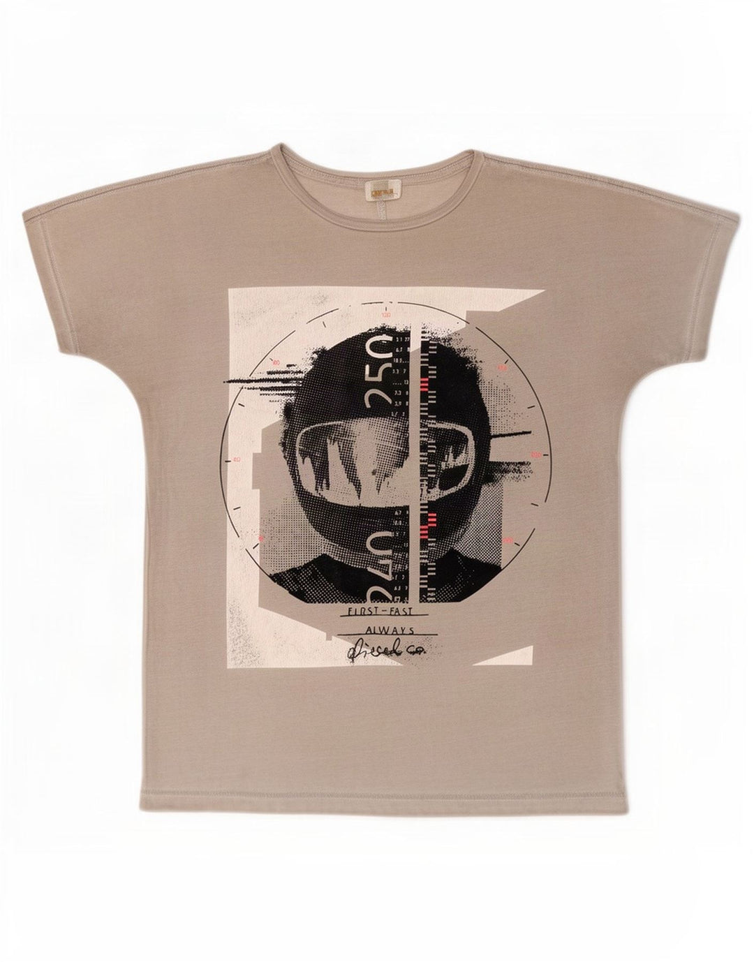 Diesel Camiseta masculina gráfica Top grande algodão cinza