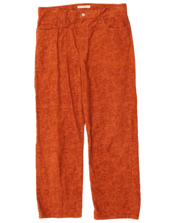 Calça masculina Levi's Ribcage Straight Corduroy W32 L29 Marrom Floral Algodão
