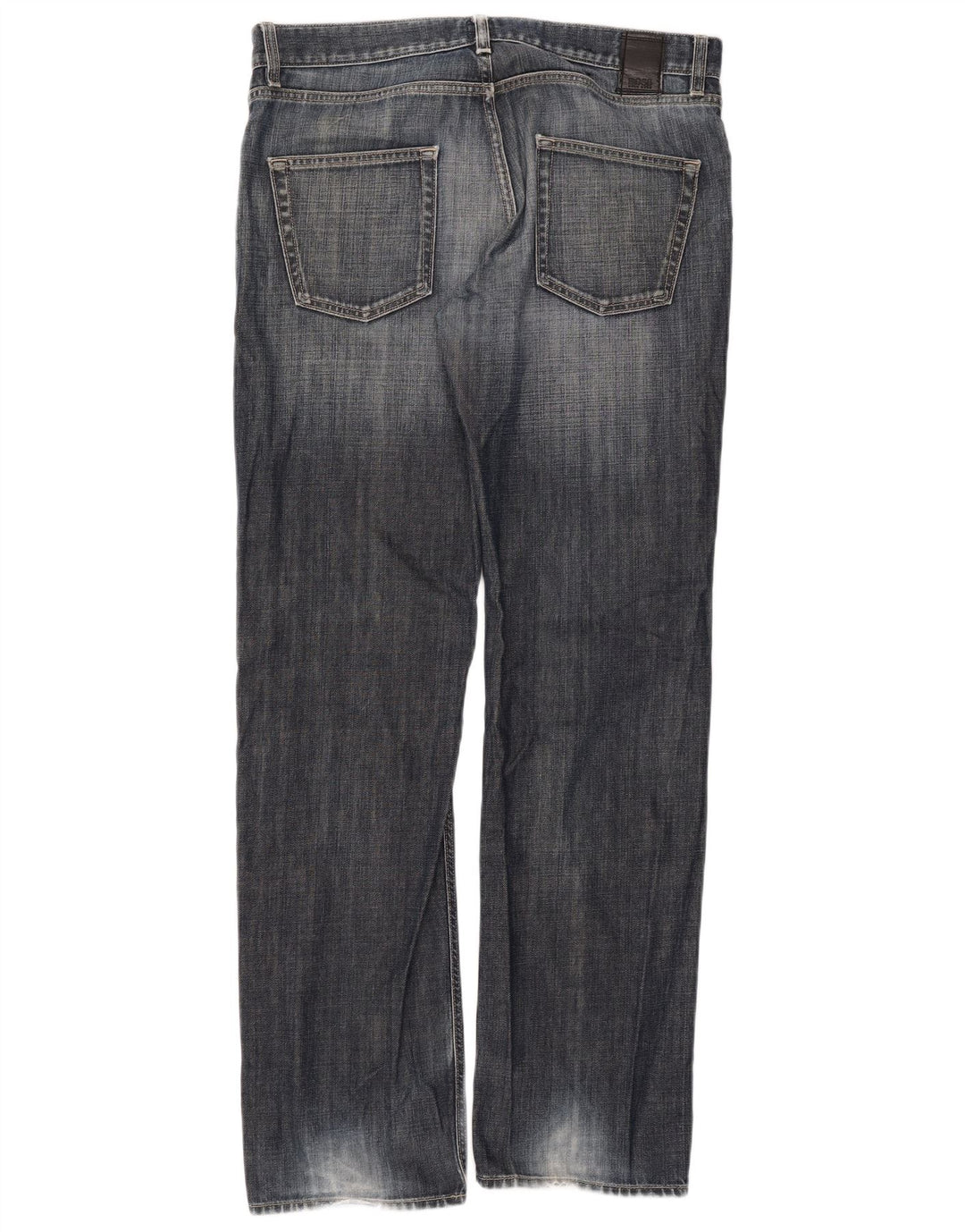 Hugo Boss Mens Straight Jeans W35 L34 Azul Algodão